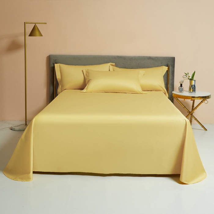 91家纺网 家纺一手货源 找家纺 柔觉家纺 柔系列A类100支长绒棉单品床单 柠檬黄