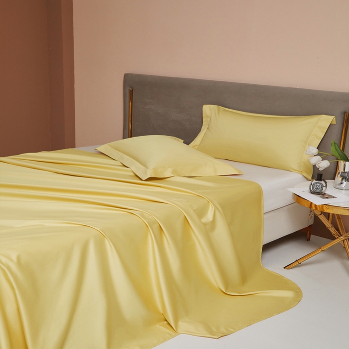 91家纺网 家纺一手货源 找家纺 柔觉家纺 柔系列A类100支长绒棉单品床单 柠檬黄