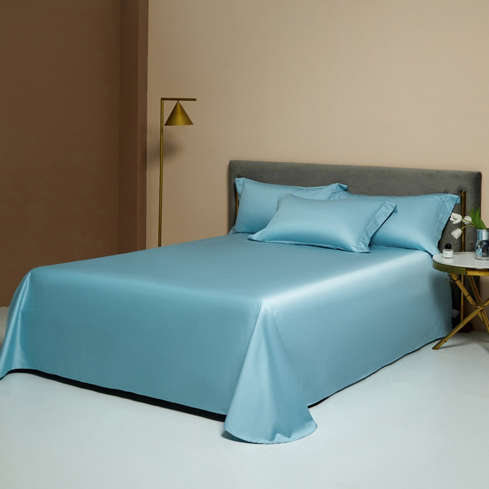 91家纺网 家纺一手货源 找家纺 柔觉家纺 柔系列A类100支长绒棉单品床单 天空蓝