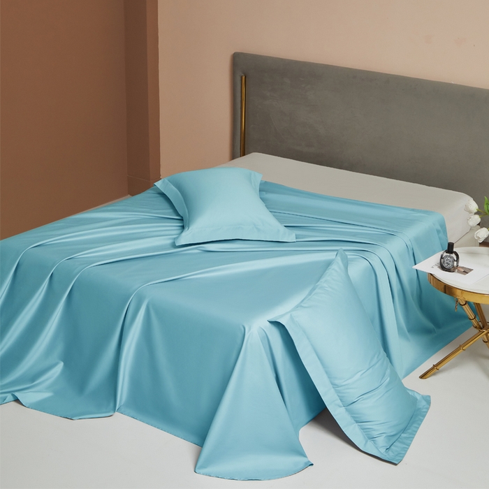 91家纺网 家纺一手货源 找家纺 柔觉家纺 柔系列A类100支长绒棉单品床单 天空蓝