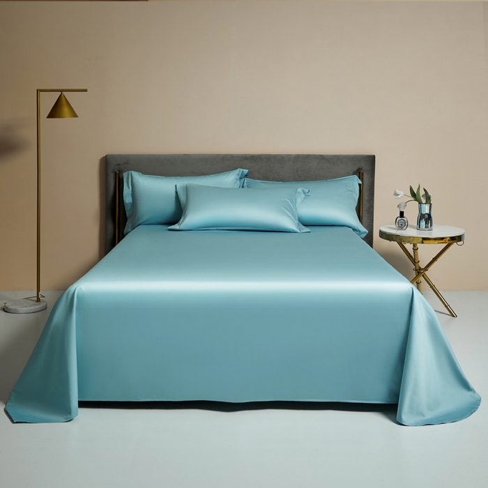 91家纺网 家纺一手货源 找家纺 柔觉家纺 柔系列A类100支长绒棉单品床单 天空蓝