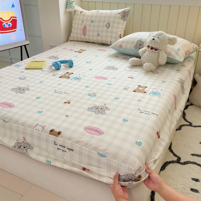 典曼家纺 2025新款卡通印花单床笠 床笠单件 樱桃熊仔