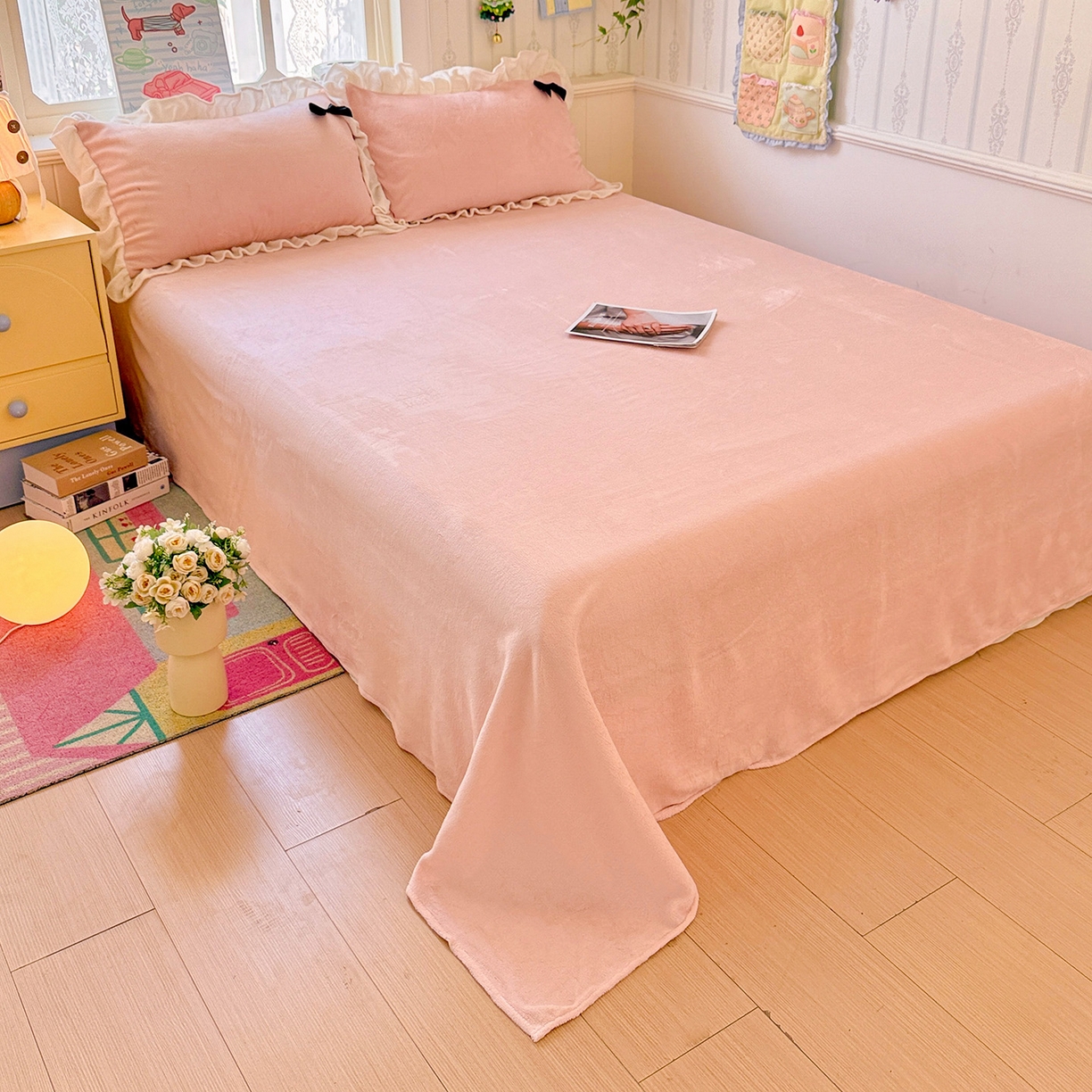 91家纺网 家纺一手货源 找家纺 （总）梦之岛 2025新款韩版蝴蝶蕾丝花边牛奶绒四件套-梦语