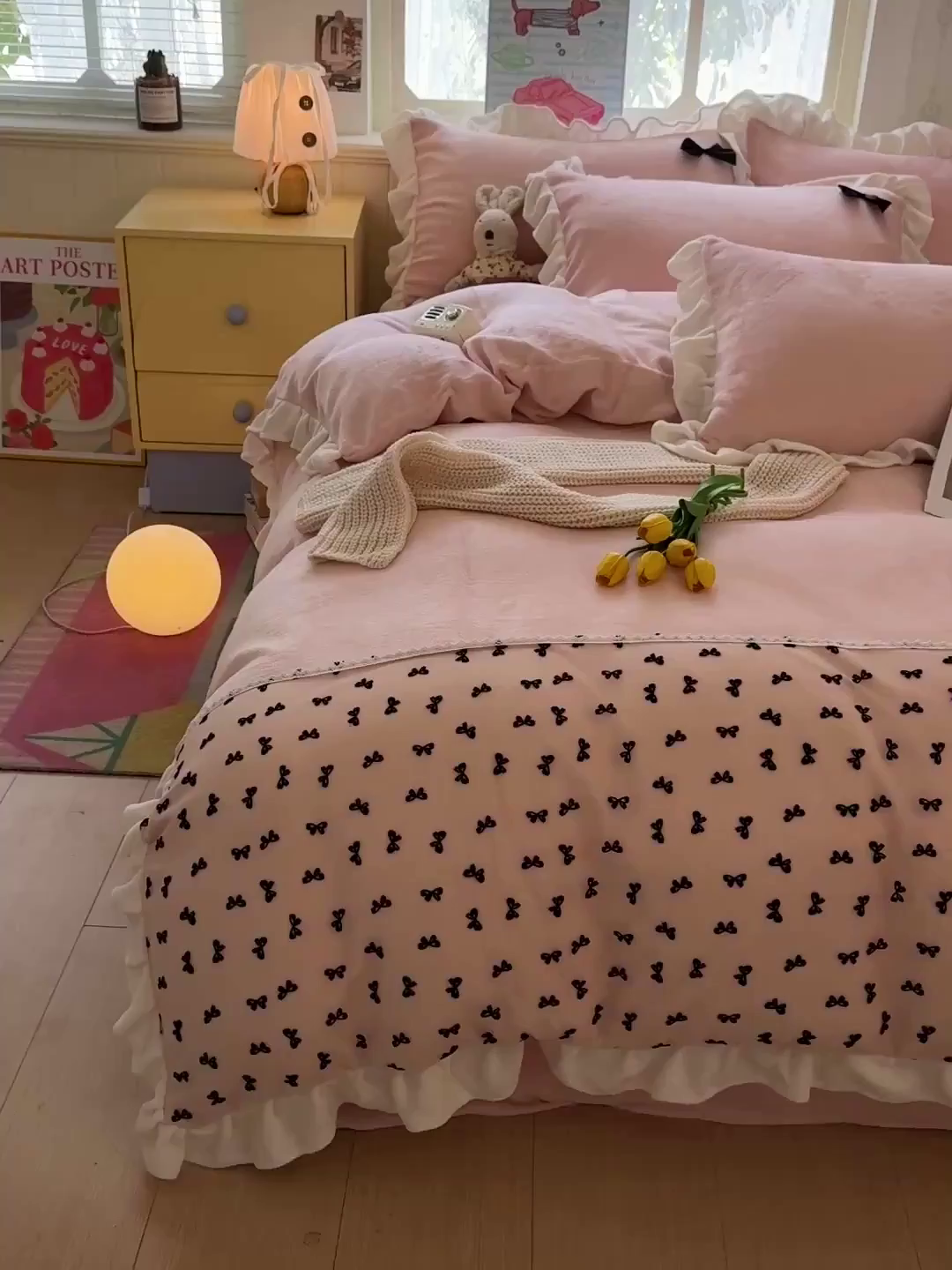 91家纺网 家纺一手货源 找家纺 梦之岛 2025新款韩版蝴蝶蕾丝花边牛奶绒四件套-梦语 梦语-玉