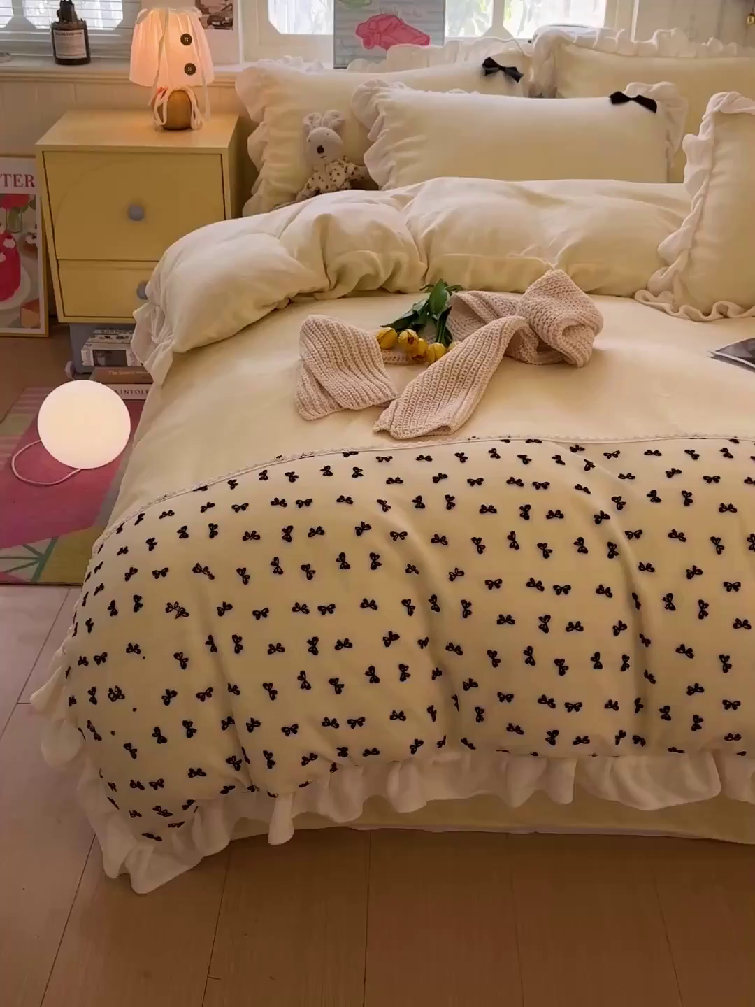 91家纺网 家纺一手货源 找家纺 梦之岛 2025新款韩版蝴蝶蕾丝花边牛奶绒四件套-梦语 梦语-奶白