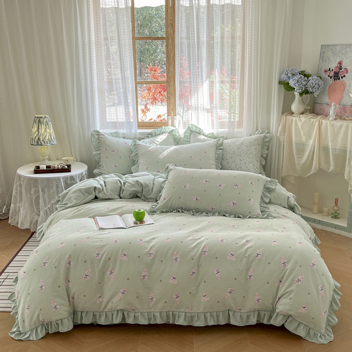 91家纺网 家纺一手货源 找家纺 （总）库里梦家纺 2025网红直播爆款亚麻木棉皱皱纱夹棉床盖