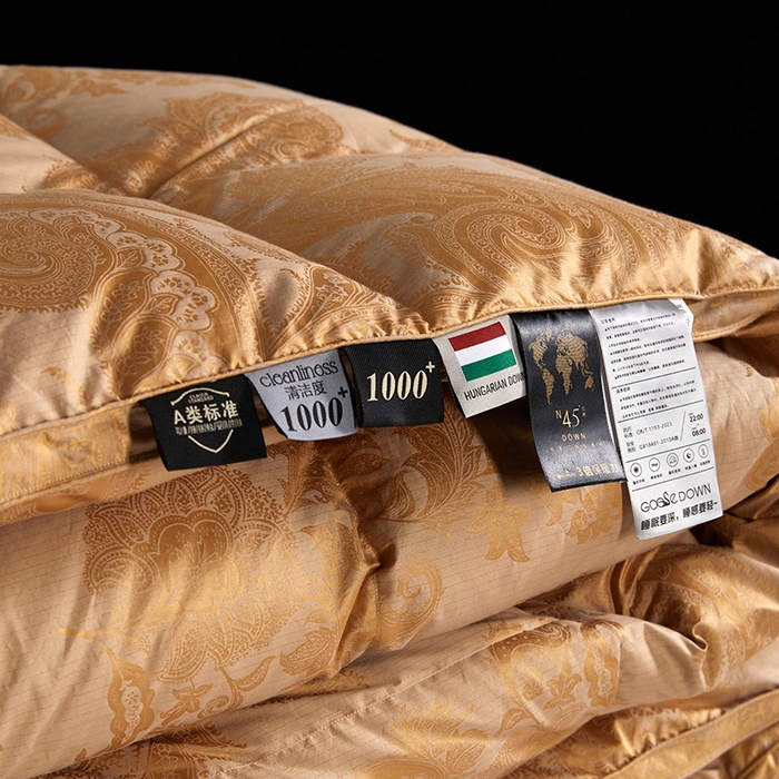 91家纺网 家纺一手货源 找家纺 御眠纺羽绒被壳 2025新款高精密提花单层立体高端羽绒被壳自充绒羽绒被壳 金色
