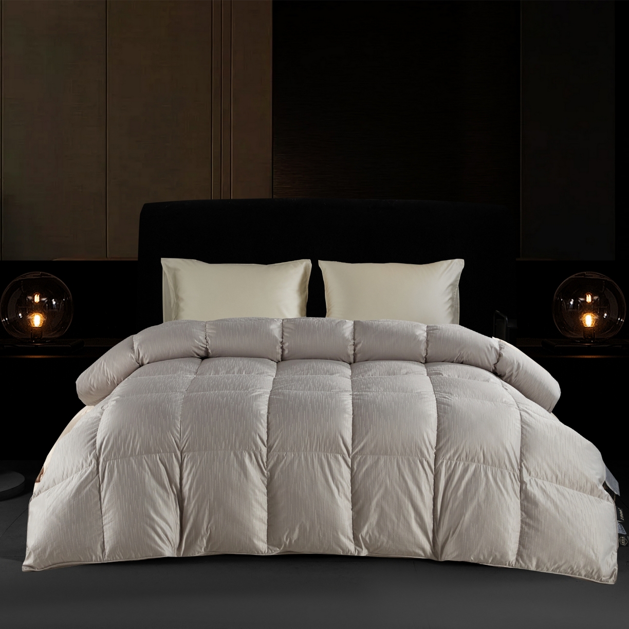 91家纺网 家纺一手货源 找家纺 御眠纺羽绒被壳 2025新款金丝银线羽绒被婚庆羽绒被羽绒被壳 金银丝灰色