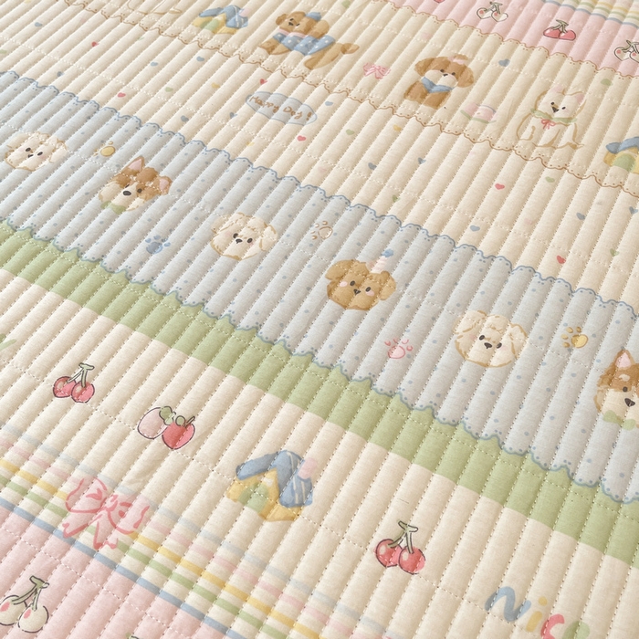 91家纺网 家纺一手货源 找家纺 梵朴 2025新款A类棉加绒一面纯棉一面宝宝婴儿牛奶绒双面可用床盖单品学生床垫炕盖 小狗派对