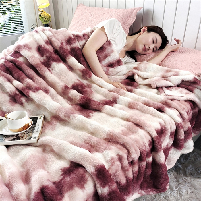 91家纺网 家纺一手货源 找家纺 悦织湾家纺 2025新款仿兔毛绒托斯仿兔毛绒毛毯纯色印花牛奶绒休闲盖毯午睡小毯子 新款大理石纹-酒红