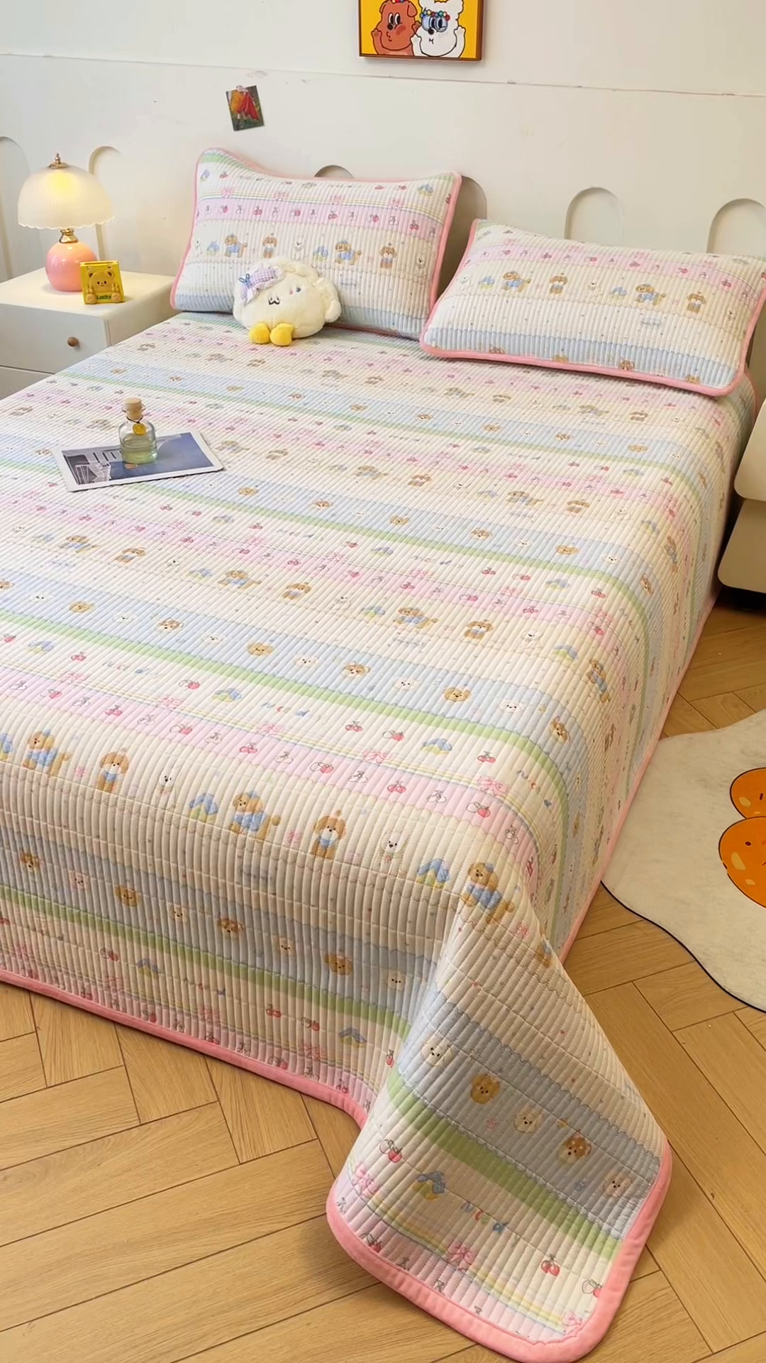 91家纺网 家纺一手货源 找家纺 梵朴 2025新款A类棉加绒一面纯棉一面宝宝婴儿牛奶绒双面可用床盖单品学生床垫炕盖 小狗派对