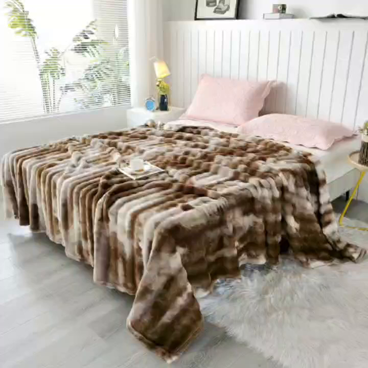 91家纺网 家纺一手货源 找家纺 悦织湾家纺 2025新款仿兔毛绒托斯仿兔毛绒毛毯纯色印花牛奶绒休闲盖毯午睡小毯子 新款大理石纹-咖啡