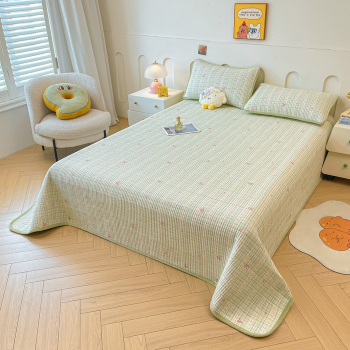 91家纺网 家纺一手货源 找家纺 梵朴 2025新款A类棉加绒一面纯棉一面宝宝婴儿牛奶绒双面可用床盖单品学生床垫炕盖 薄荷糖樱桃