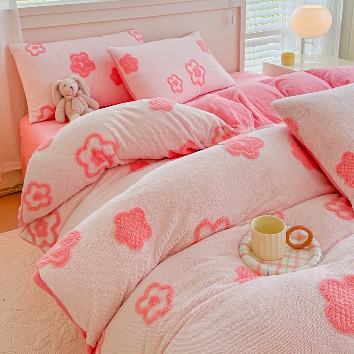 91家纺网 家纺一手货源 找家纺 （总）爱多多家居 2025新款舒棉绒提花绣花四件套