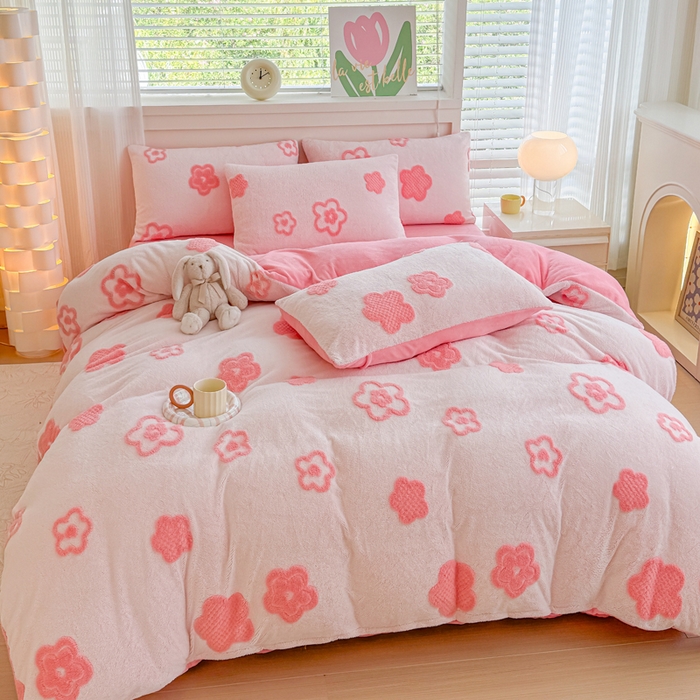 91家纺网 家纺一手货源 找家纺 （总）爱多多家居 2025新款舒棉绒提花绣花四件套