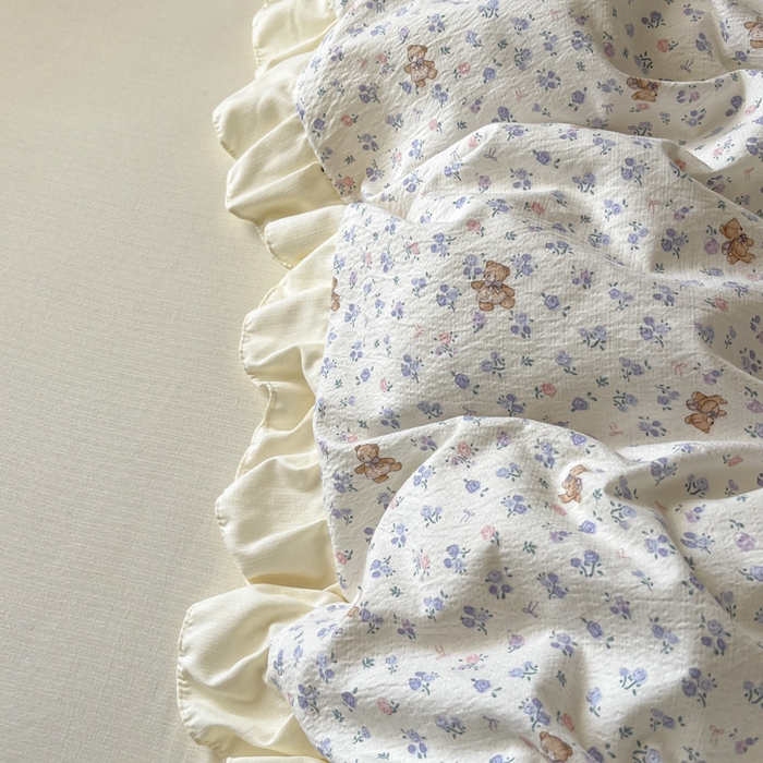 91家纺网 家纺一手货源 找家纺 库里梦家纺 2025网红直播爆款亚麻木棉皱皱纱夹棉床盖 南枝紫