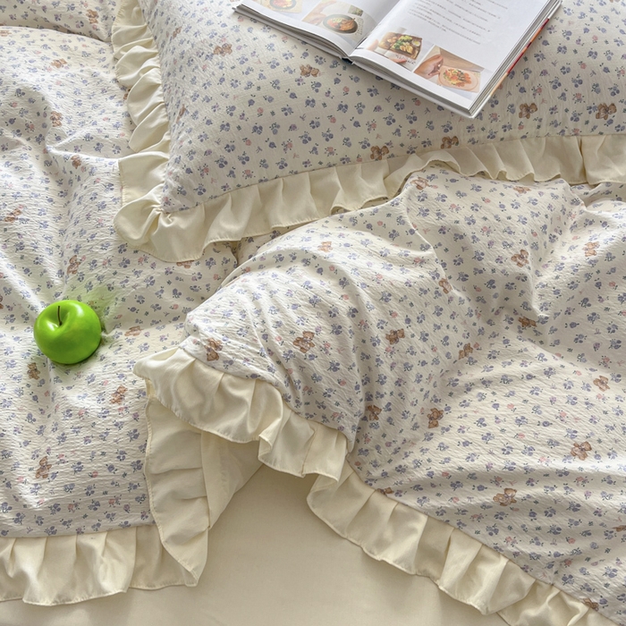 91家纺网 家纺一手货源 找家纺 库里梦家纺 2025网红直播爆款亚麻木棉皱皱纱夹棉床盖 南枝紫