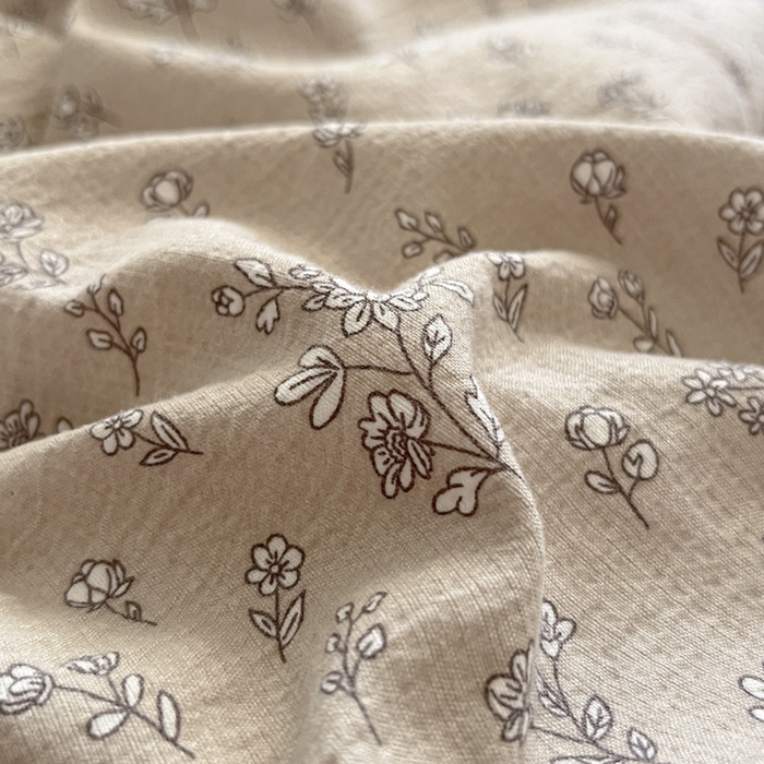 91家纺网 家纺一手货源 找家纺 库里梦家纺 2025网红直播爆款亚麻木棉皱皱纱夹棉床盖 小叶蔓