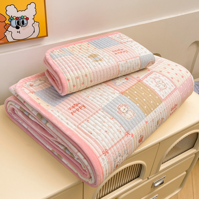 91家纺网 家纺一手货源 找家纺 梵朴 2025新款A类棉加绒一面纯棉一面宝宝婴儿牛奶绒双面可用床盖单品学生床垫炕盖 宠物狂欢