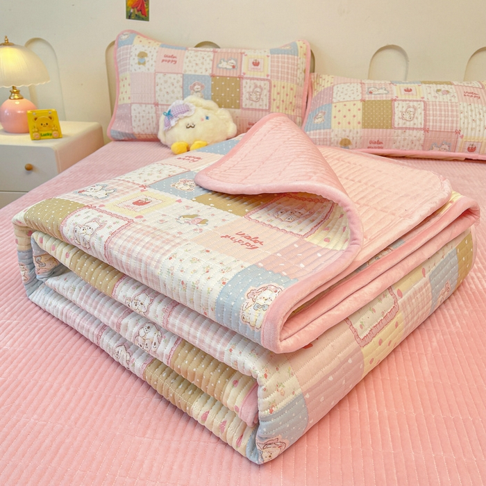 91家纺网 家纺一手货源 找家纺 梵朴 2025新款A类棉加绒一面纯棉一面宝宝婴儿牛奶绒双面可用床盖单品学生床垫炕盖 宠物狂欢