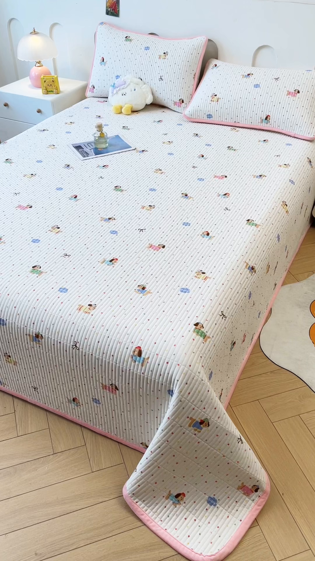 91家纺网 家纺一手货源 找家纺 梵朴 2025新款A类棉加绒一面纯棉一面宝宝婴儿牛奶绒双面可用床盖单品学生床垫炕盖 彩星汪汪