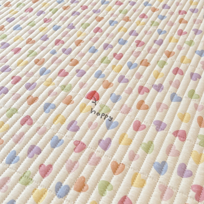 91家纺网 家纺一手货源 找家纺 梵朴 2025新款A类棉加绒一面纯棉一面宝宝婴儿牛奶绒双面可用床盖单品学生床垫炕盖 五彩小爱心