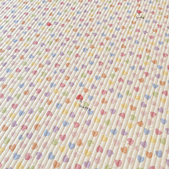 91家纺网 家纺一手货源 找家纺 梵朴 2025新款A类棉加绒一面纯棉一面宝宝婴儿牛奶绒双面可用床盖单品学生床垫炕盖 五彩小爱心
