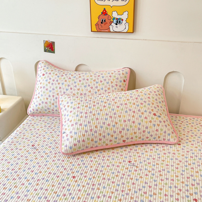 91家纺网 家纺一手货源 找家纺 梵朴 2025新款A类棉加绒一面纯棉一面宝宝婴儿牛奶绒双面可用床盖单品学生床垫炕盖 五彩小爱心