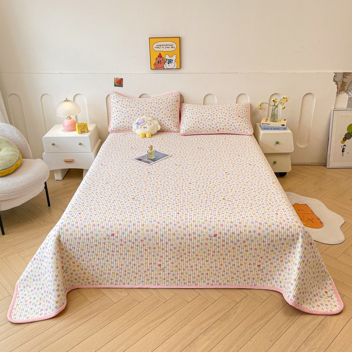 91家纺网 家纺一手货源 找家纺 梵朴 2025新款A类棉加绒一面纯棉一面宝宝婴儿牛奶绒双面可用床盖单品学生床垫炕盖 五彩小爱心