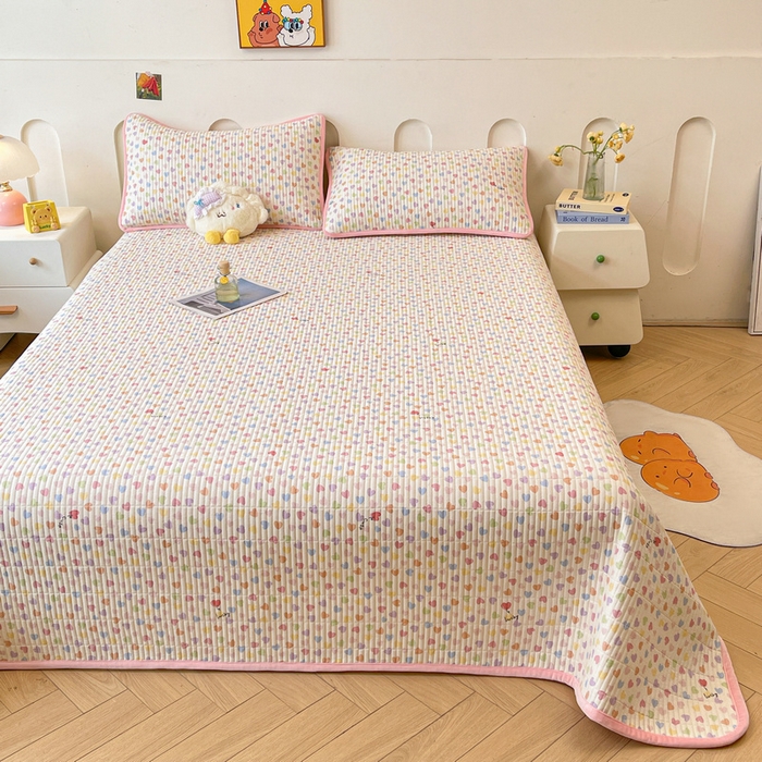 91家纺网 家纺一手货源 找家纺 梵朴 2025新款A类棉加绒一面纯棉一面宝宝婴儿牛奶绒双面可用床盖单品学生床垫炕盖 五彩小爱心