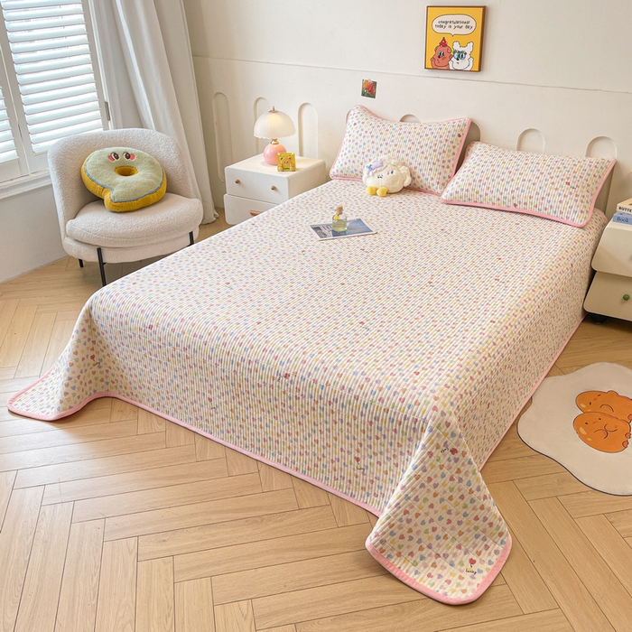 91家纺网 家纺一手货源 找家纺 梵朴 2025新款A类棉加绒一面纯棉一面宝宝婴儿牛奶绒双面可用床盖单品学生床垫炕盖 五彩小爱心