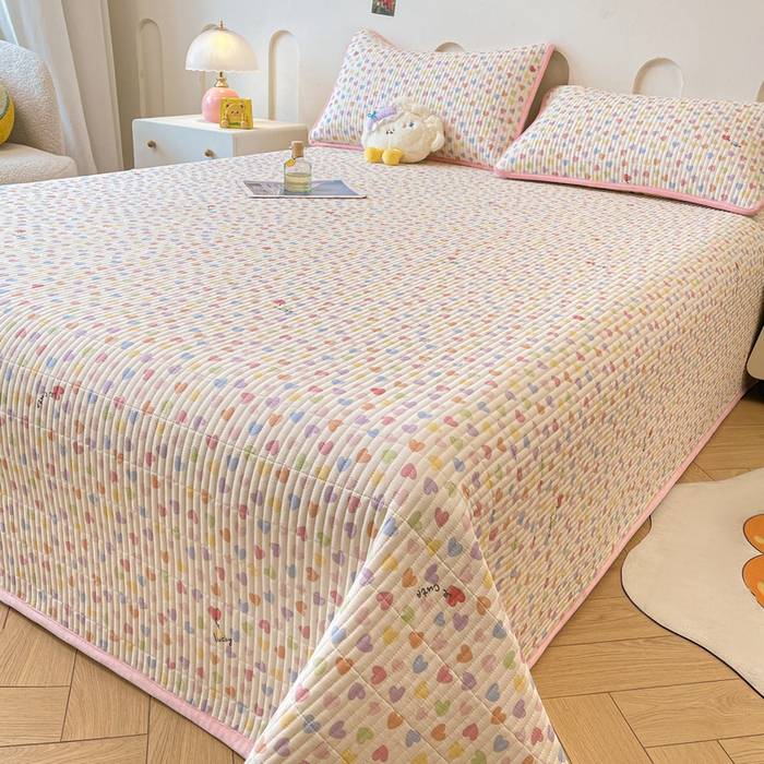 91家纺网 家纺一手货源 找家纺 梵朴 2025新款A类棉加绒一面纯棉一面宝宝婴儿牛奶绒双面可用床盖单品学生床垫炕盖 五彩小爱心