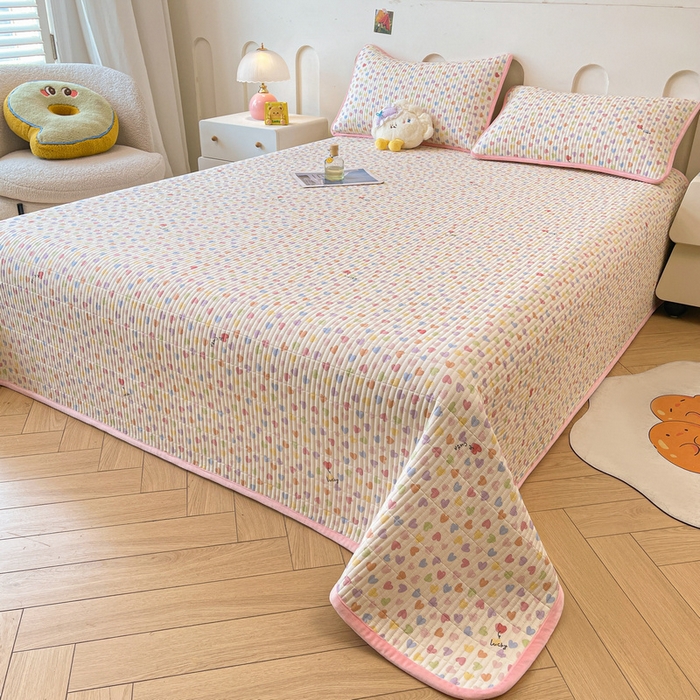 91家纺网 家纺一手货源 找家纺 梵朴 2025新款A类棉加绒一面纯棉一面宝宝婴儿牛奶绒双面可用床盖单品学生床垫炕盖 五彩小爱心