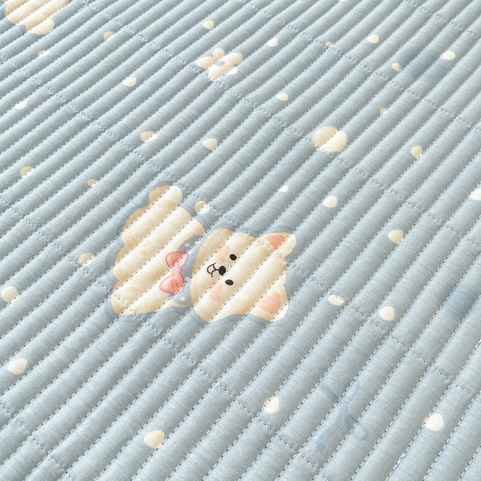 91家纺网 家纺一手货源 找家纺 梵朴 2025新款A类棉加绒一面纯棉一面宝宝婴儿牛奶绒双面可用床盖单品学生床垫炕盖 蓝色泡芙狗