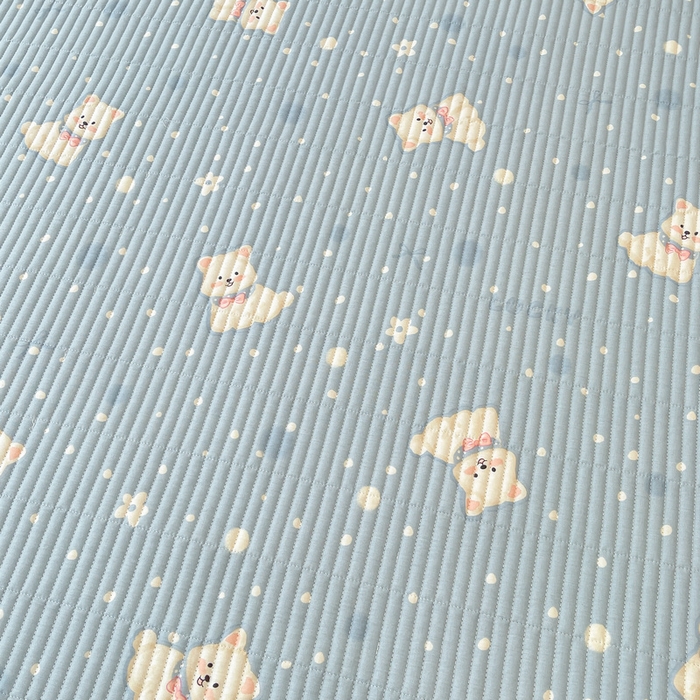 91家纺网 家纺一手货源 找家纺 梵朴 2025新款A类棉加绒一面纯棉一面宝宝婴儿牛奶绒双面可用床盖单品学生床垫炕盖 蓝色泡芙狗