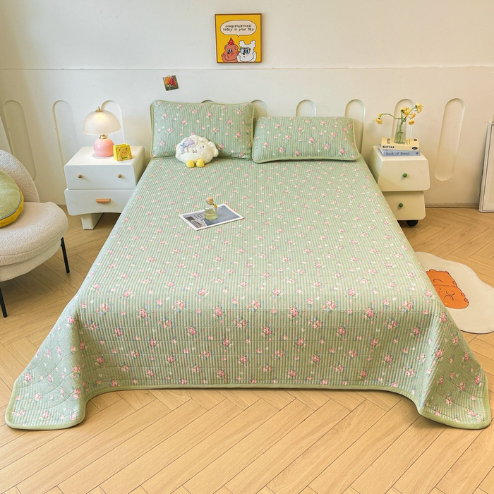 91家纺网 家纺一手货源 找家纺 梵朴 2025新款A类棉加绒一面纯棉一面宝宝婴儿牛奶绒双面可用床盖单品学生床垫炕盖 沫熙花-绿