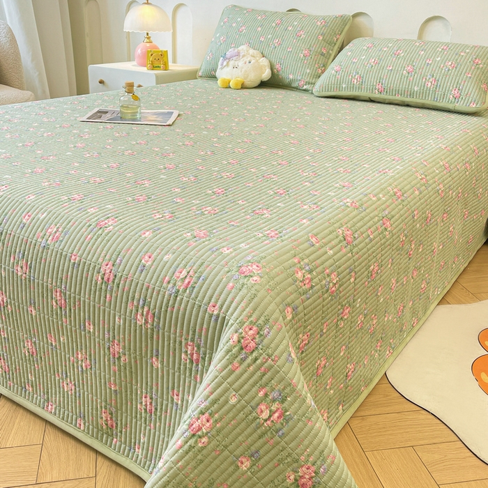 91家纺网 家纺一手货源 找家纺 梵朴 2025新款A类棉加绒一面纯棉一面宝宝婴儿牛奶绒双面可用床盖单品学生床垫炕盖 沫熙花-绿