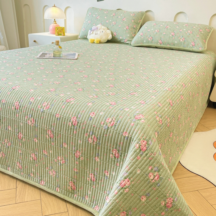 91家纺网 家纺一手货源 找家纺 梵朴 2025新款A类棉加绒一面纯棉一面宝宝婴儿牛奶绒双面可用床盖单品学生床垫炕盖 沫熙花-绿