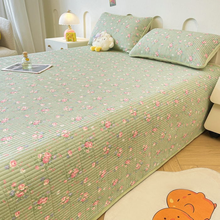 91家纺网 家纺一手货源 找家纺 梵朴 2025新款A类棉加绒一面纯棉一面宝宝婴儿牛奶绒双面可用床盖单品学生床垫炕盖 沫熙花-绿