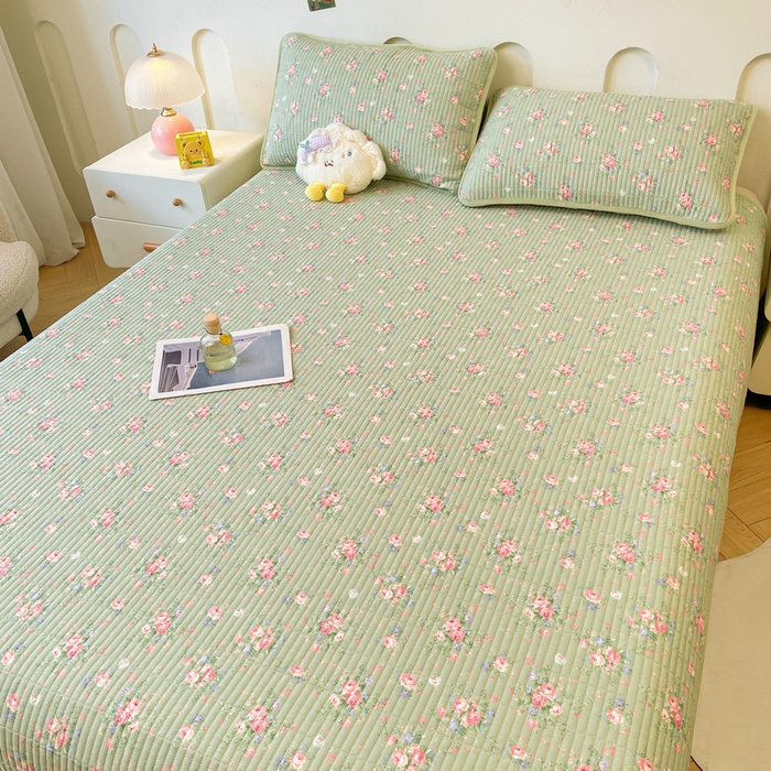 91家纺网 家纺一手货源 找家纺 梵朴 2025新款A类棉加绒一面纯棉一面宝宝婴儿牛奶绒双面可用床盖单品学生床垫炕盖 沫熙花-绿