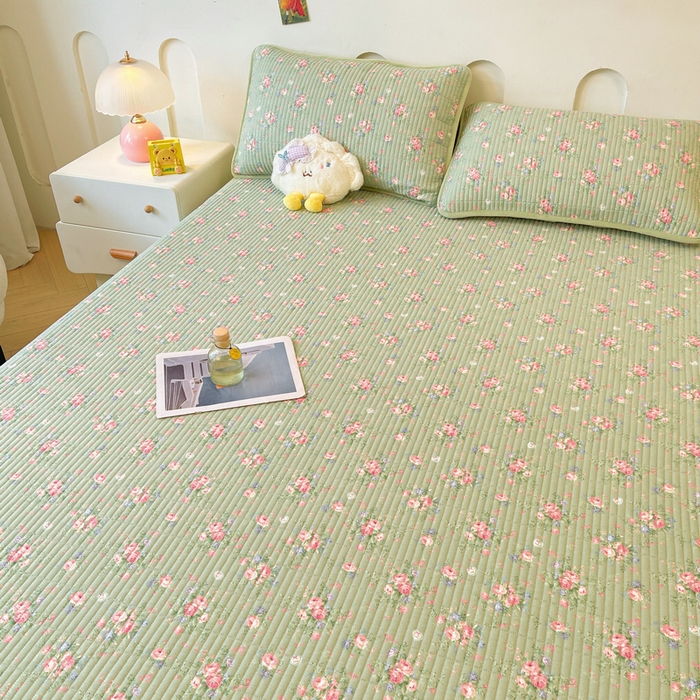 91家纺网 家纺一手货源 找家纺 梵朴 2025新款A类棉加绒一面纯棉一面宝宝婴儿牛奶绒双面可用床盖单品学生床垫炕盖 沫熙花-绿