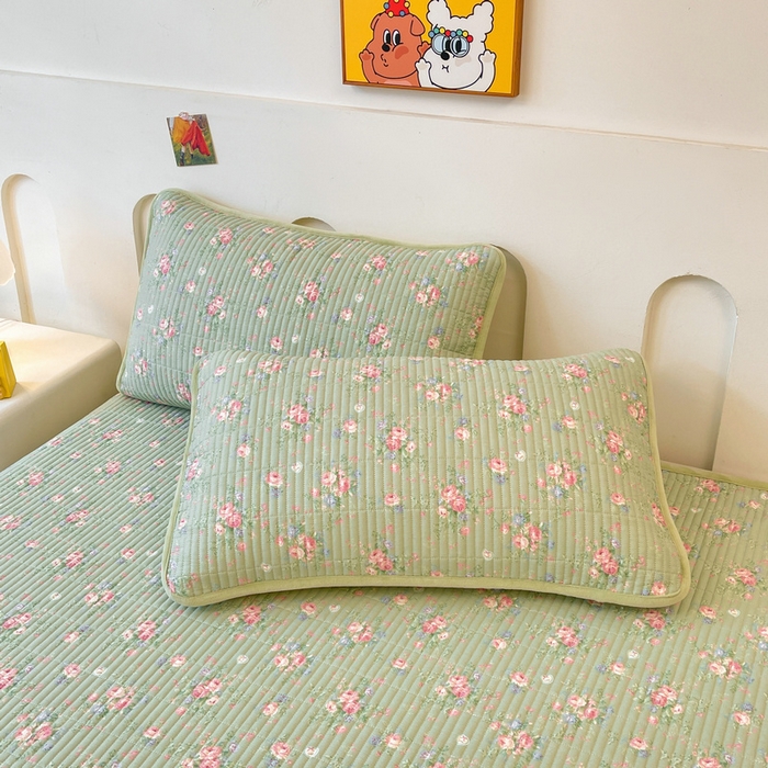 91家纺网 家纺一手货源 找家纺 梵朴 2025新款A类棉加绒一面纯棉一面宝宝婴儿牛奶绒双面可用床盖单品学生床垫炕盖 沫熙花-绿