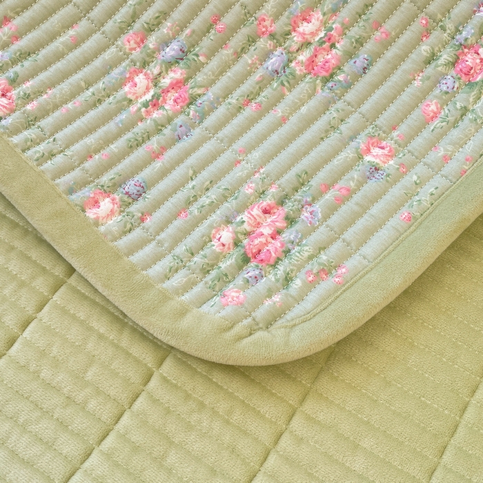 91家纺网 家纺一手货源 找家纺 梵朴 2025新款A类棉加绒一面纯棉一面宝宝婴儿牛奶绒双面可用床盖单品学生床垫炕盖 沫熙花-绿