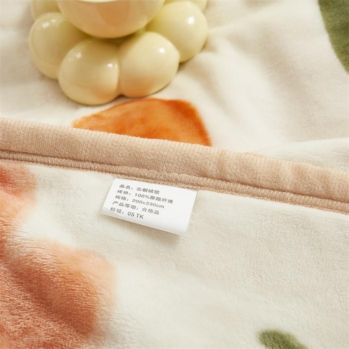 91家纺网 家纺一手货源 找家纺 悦织湾家纺 2025新款仿兔毛绒托斯仿兔毛绒毛毯纯色印花牛奶绒休闲盖毯午睡小毯子 春风里（桔色）