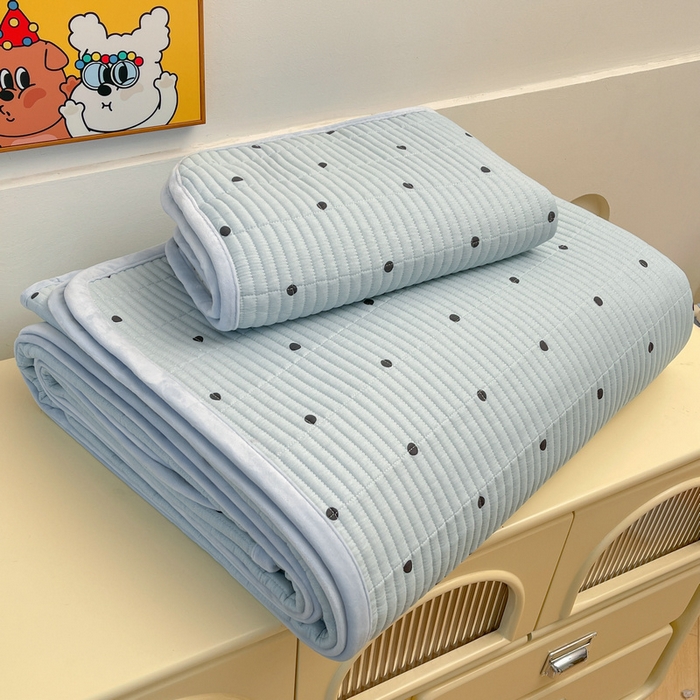 91家纺网 家纺一手货源 找家纺 梵朴 2025新款A类棉加绒一面纯棉一面宝宝婴儿牛奶绒双面可用床盖单品学生床垫炕盖 波点蝴蝶结