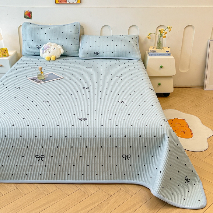 91家纺网 家纺一手货源 找家纺 梵朴 2025新款A类棉加绒一面纯棉一面宝宝婴儿牛奶绒双面可用床盖单品学生床垫炕盖 波点蝴蝶结