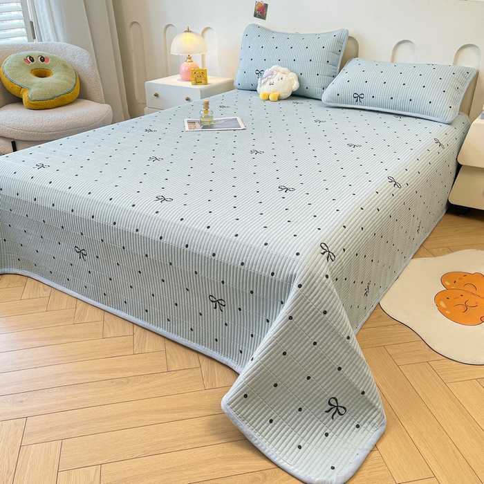 91家纺网 家纺一手货源 找家纺 梵朴 2025新款A类棉加绒一面纯棉一面宝宝婴儿牛奶绒双面可用床盖单品学生床垫炕盖 波点蝴蝶结