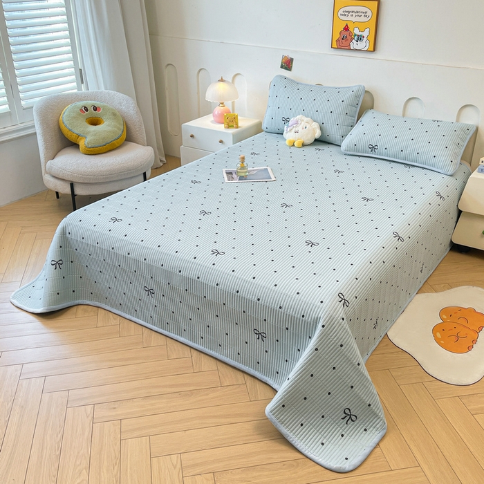 91家纺网 家纺一手货源 找家纺 梵朴 2025新款A类棉加绒一面纯棉一面宝宝婴儿牛奶绒双面可用床盖单品学生床垫炕盖 波点蝴蝶结