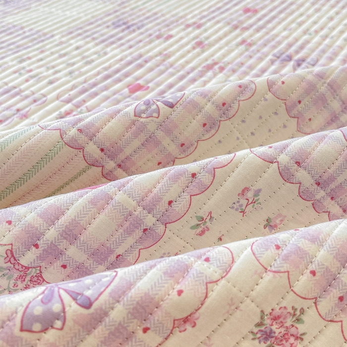 91家纺网 家纺一手货源 找家纺 梵朴 2025新款A类棉加绒一面纯棉一面宝宝婴儿牛奶绒双面可用床盖单品学生床垫炕盖 甜美蝴蝶结紫