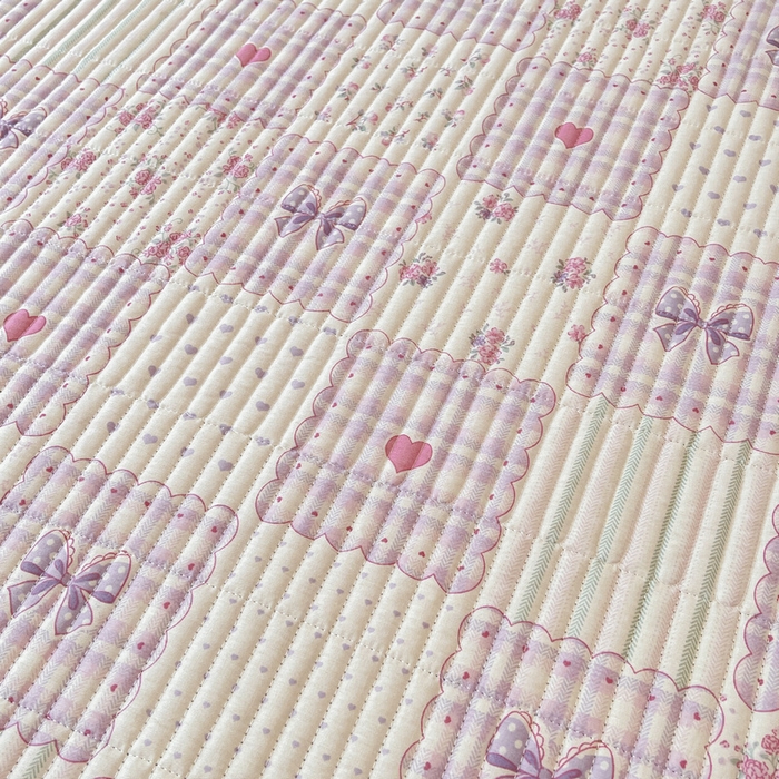 91家纺网 家纺一手货源 找家纺 梵朴 2025新款A类棉加绒一面纯棉一面宝宝婴儿牛奶绒双面可用床盖单品学生床垫炕盖 甜美蝴蝶结紫